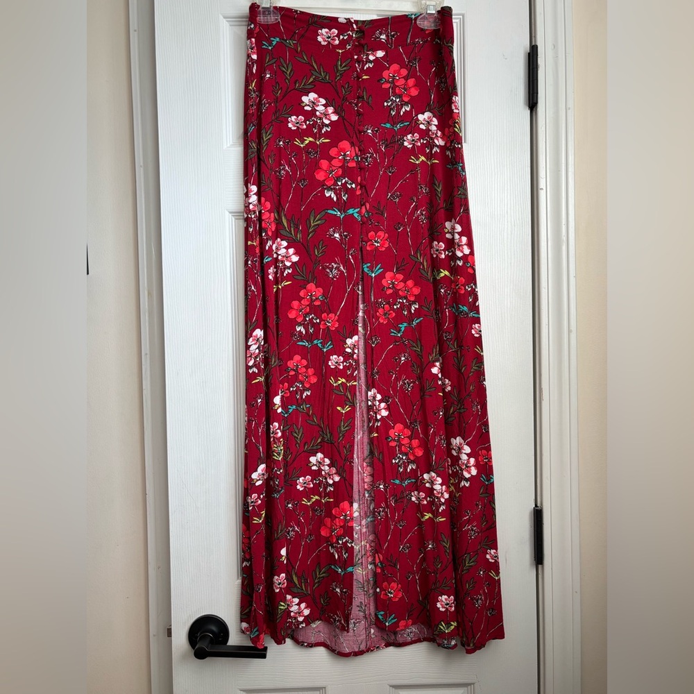 Express Red Floral Maxi Skirt Size [S]